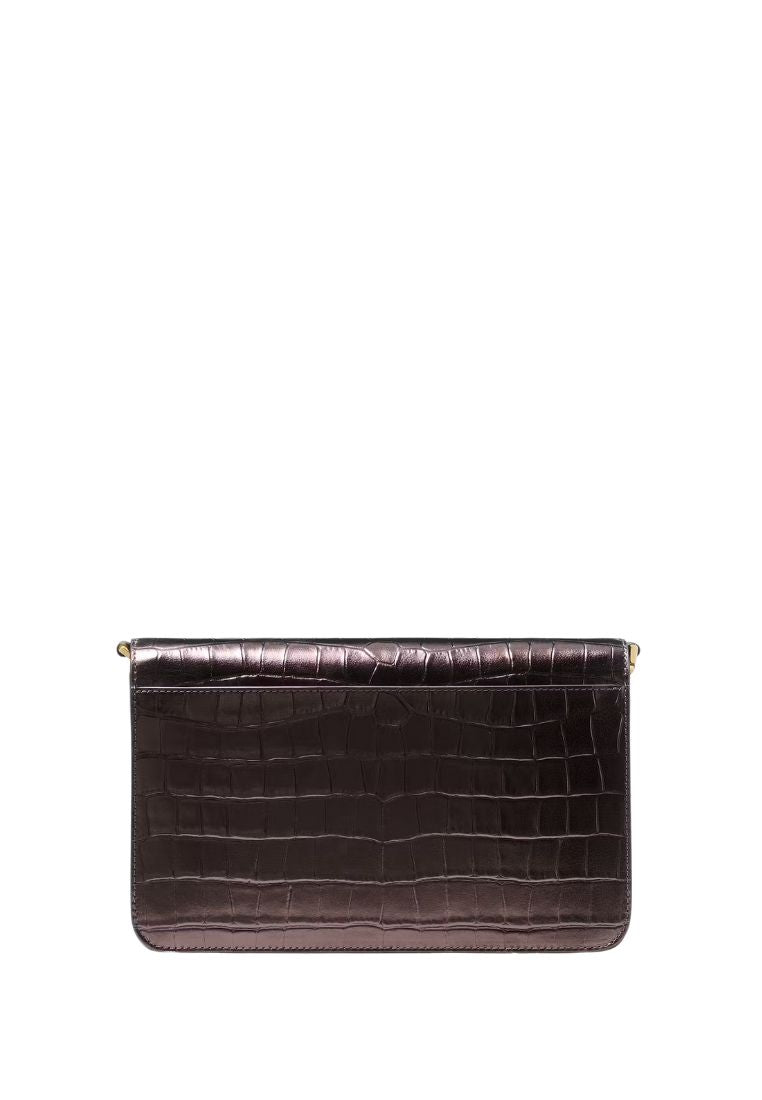Madison Croc Embossed Willow Medium Convertible Crossbody Hot Fudge