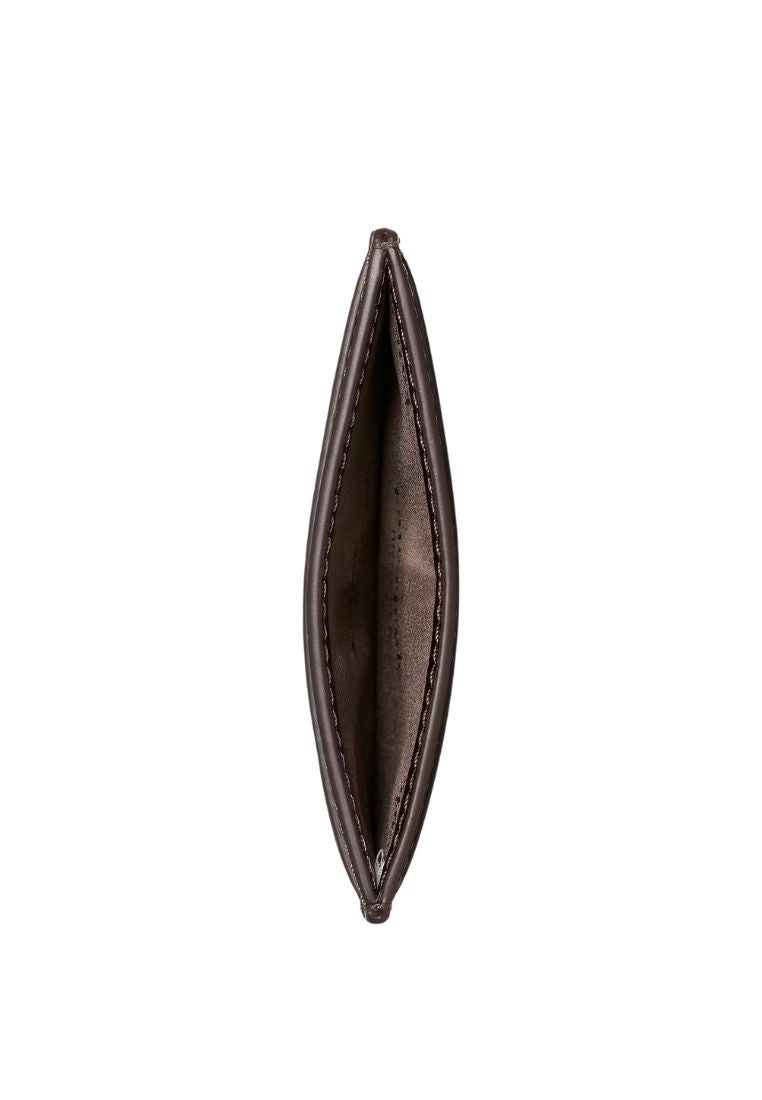 Madison Croc Embossed Small Slim Card Holder Hot Fudge