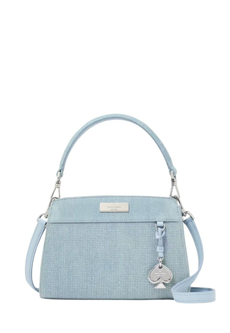 Madison Studded Denim Small Top Handle Satchel Blue Multicolor