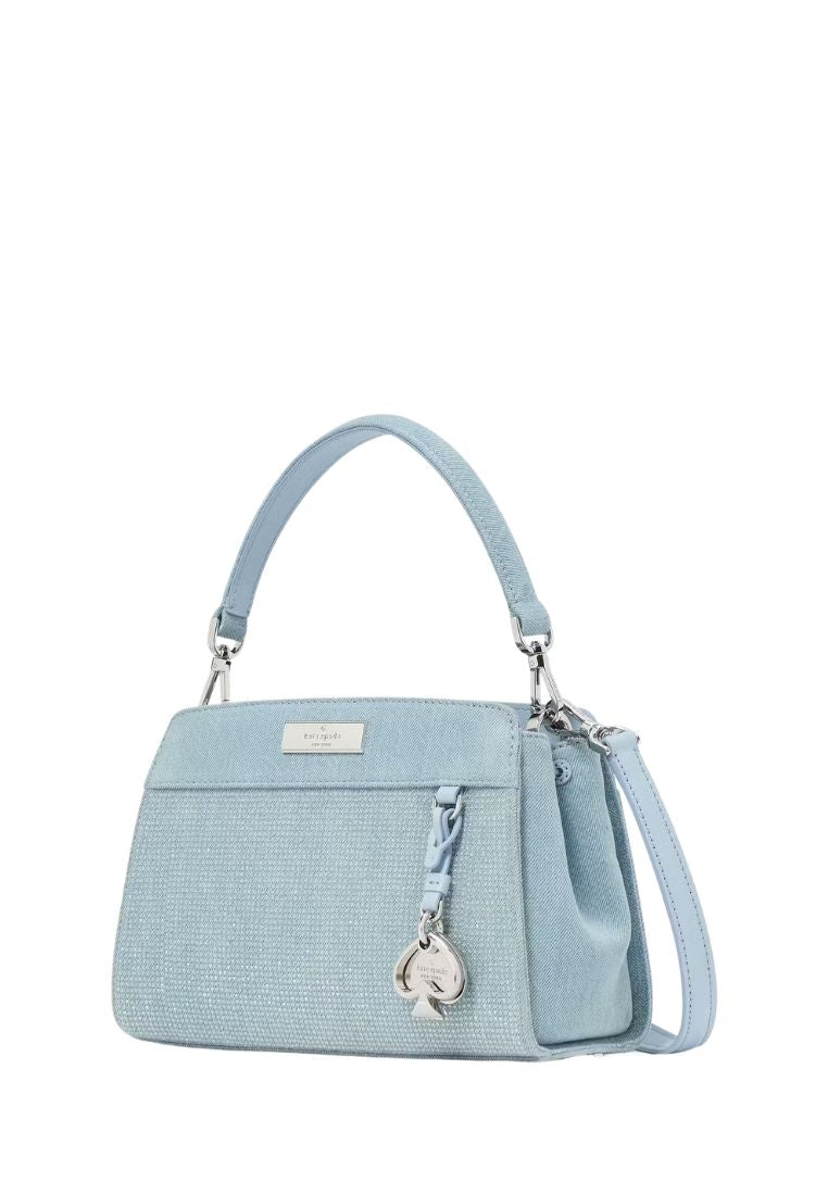 Madison Studded Denim Small Top Handle Satchel Blue Multicolor
