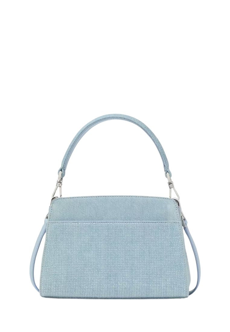 Madison Studded Denim Small Top Handle Satchel Blue Multicolor