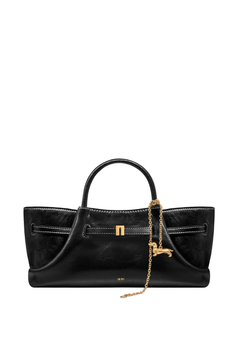 Maeve Dachshund Metal Charm Tote Bag – Black