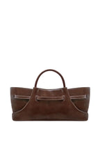 Maeve Dachshund Metal Charm Tote Bag - Dark Brown