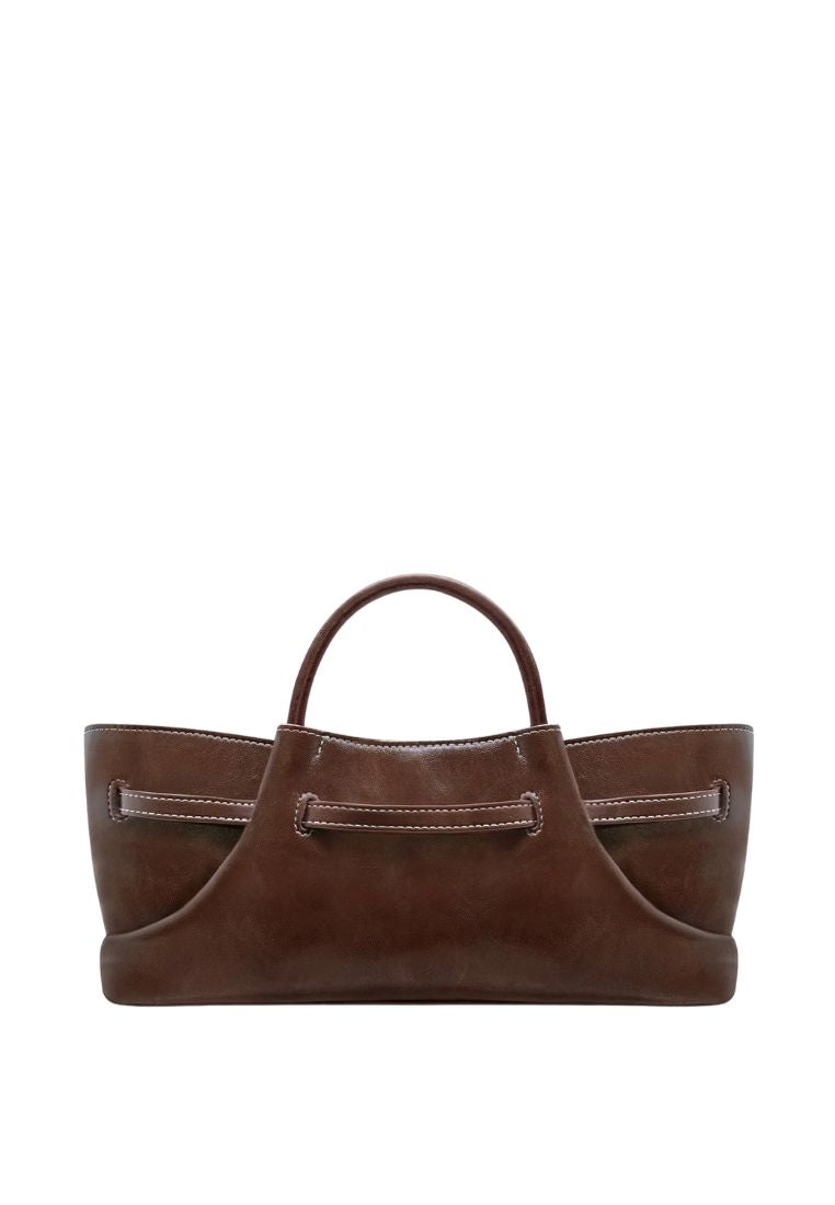 Maeve Dachshund Metal Charm Tote Bag - Dark Brown