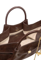 Maeve Dachshund Metal Charm Tote Bag - Dark Brown