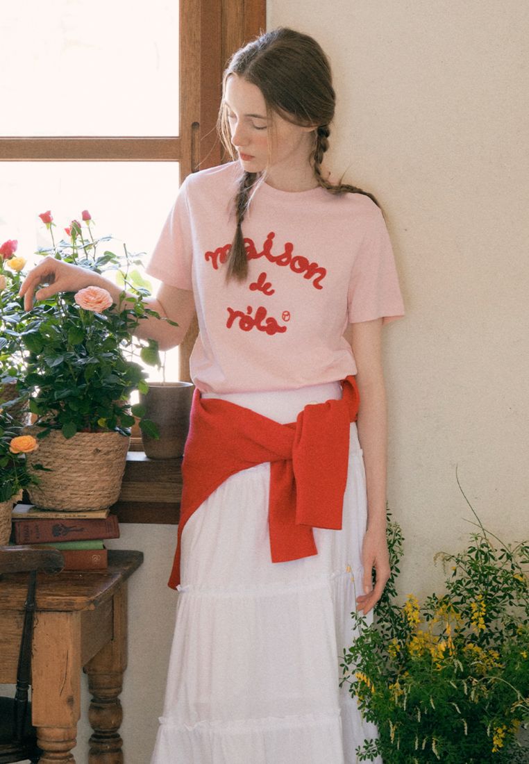 Maison De Rola Embroidery T-Shirt Pink