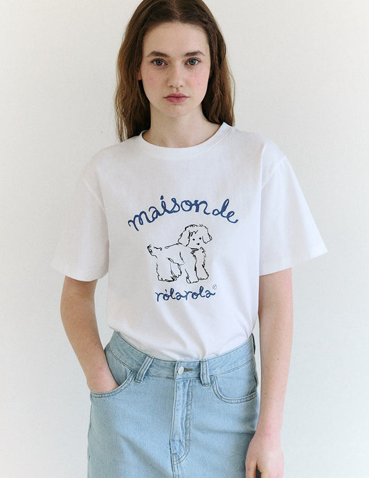 Maison Rola Puppy Friends T-Shirt White