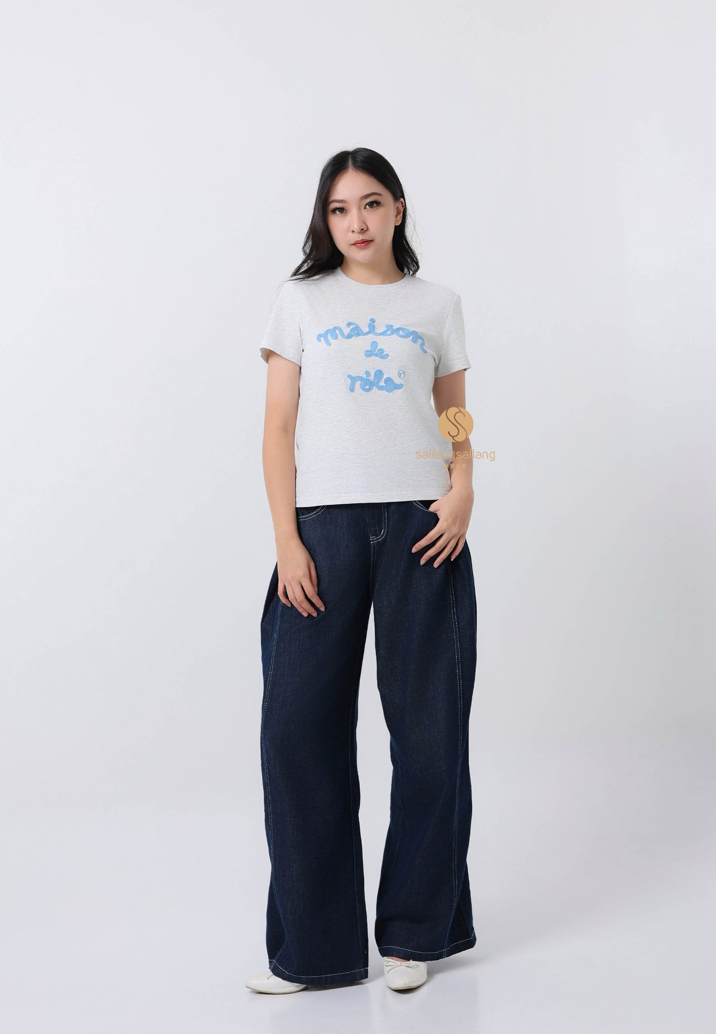 Maison De Rola Embroidery T-Shirt Melange Gray