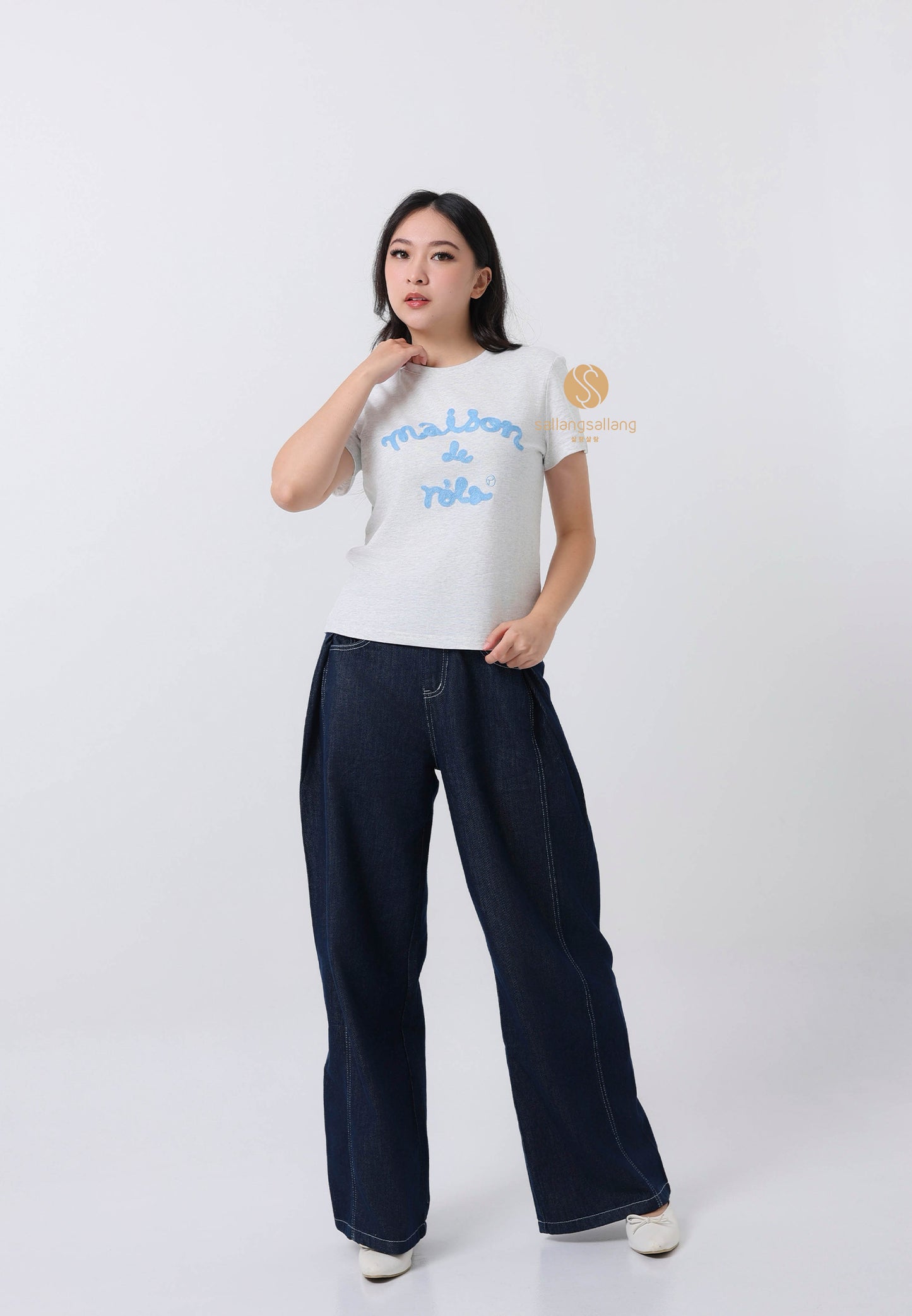 Maison De Rola Embroidery T-Shirt Melange Gray