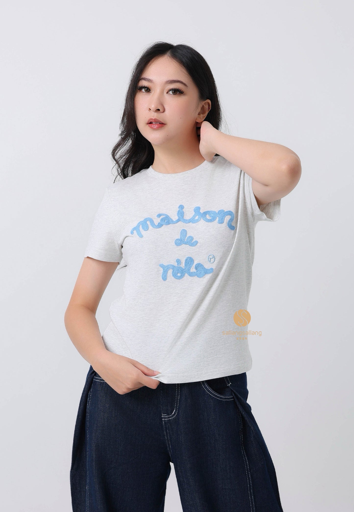 Maison De Rola Embroidery T-Shirt Melange Gray