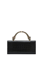 Maya Leopard-shaped Hardware Handle Top Handle Bag - Black Croc