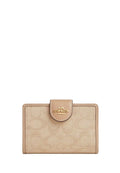 Medium Corner Zip Wallet With Signature Canvas Dark Natural Multi
