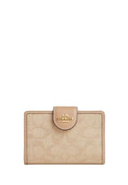 Medium Corner Zip Wallet With Signature Canvas Dark Natural Multi
