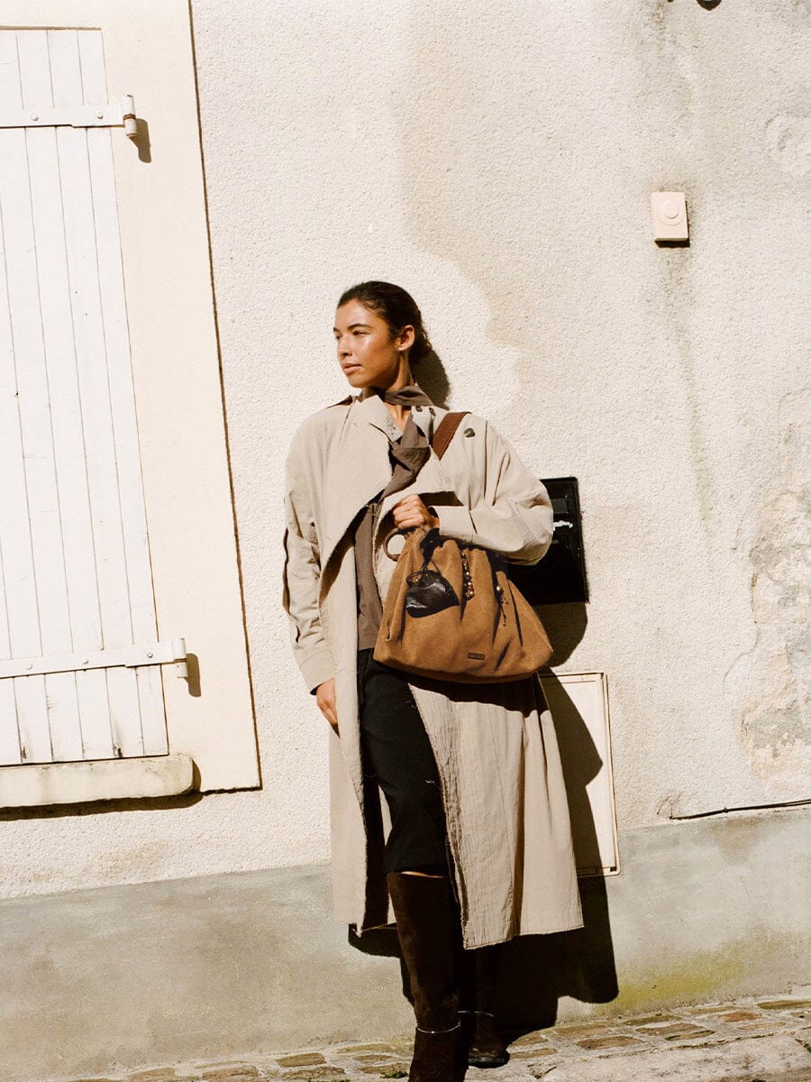 Medium Gather Bag Set Ochre Suede