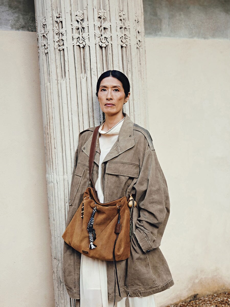 Medium Gather Bag Set Ochre Suede