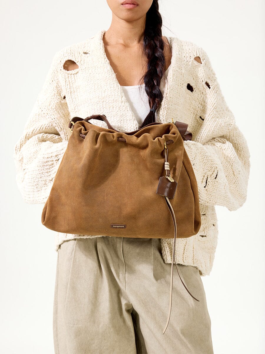 Medium Gather Bag Set Ochre Suede