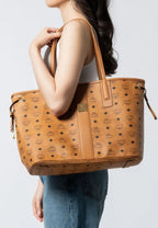 Medium Reversible Liz Tote Bag Visetos Cognac