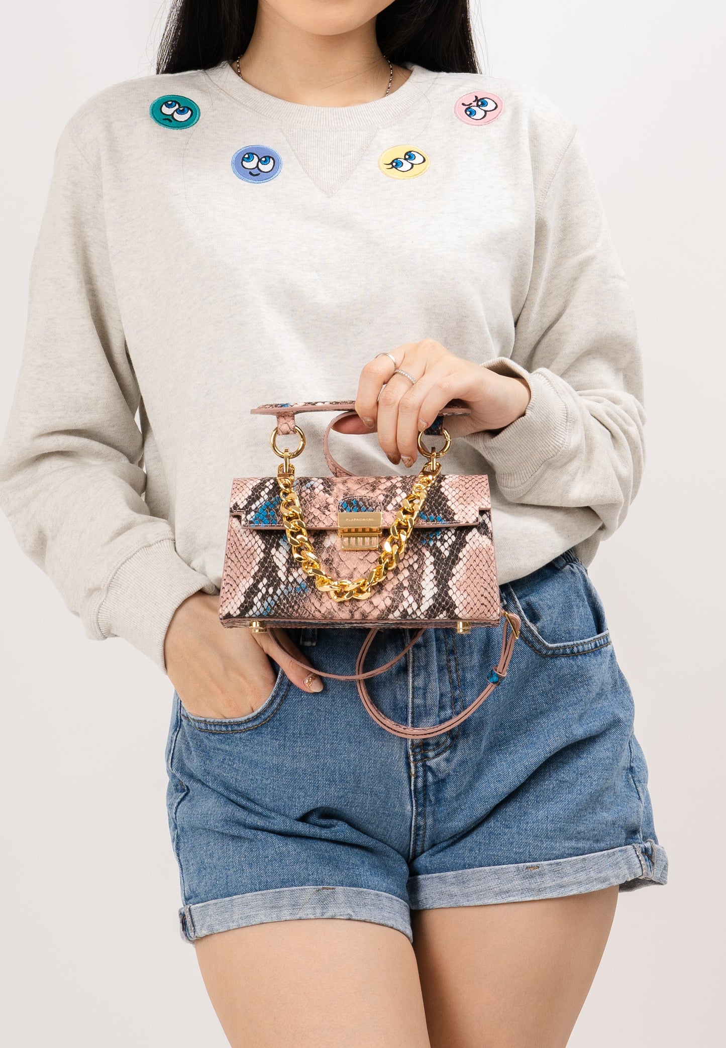 MICRO BAGUETTE pink python