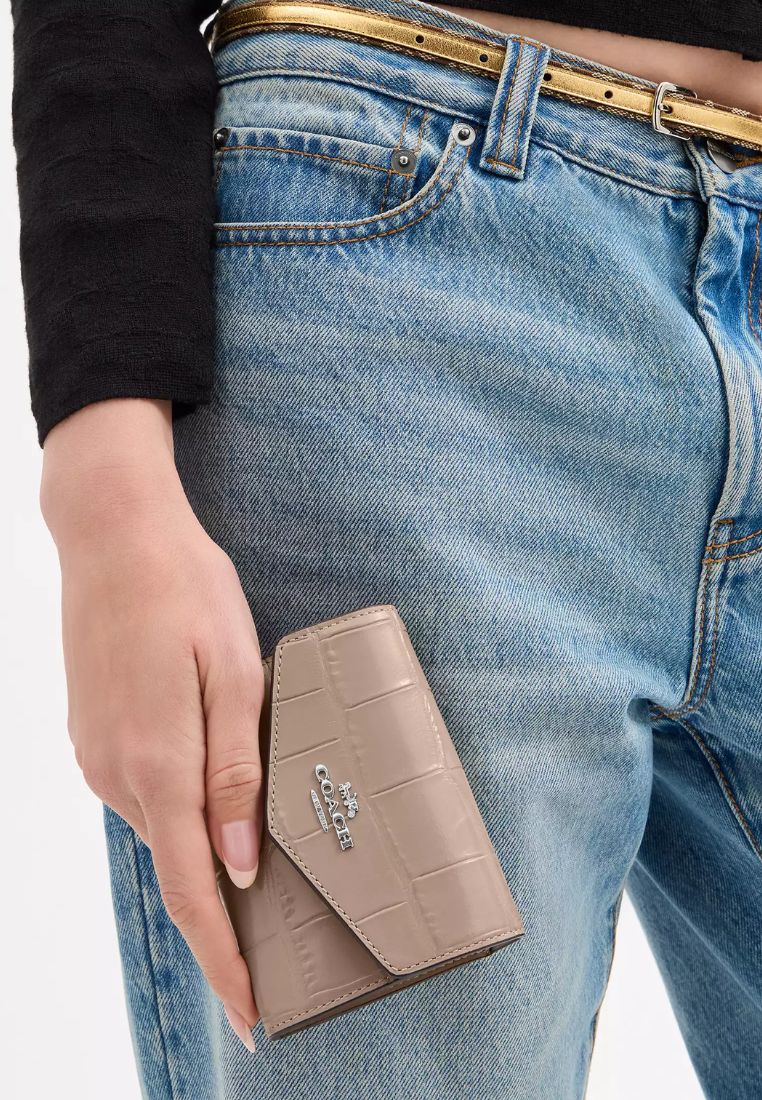 Mini Envelope Wallet With Strap Silver Stone