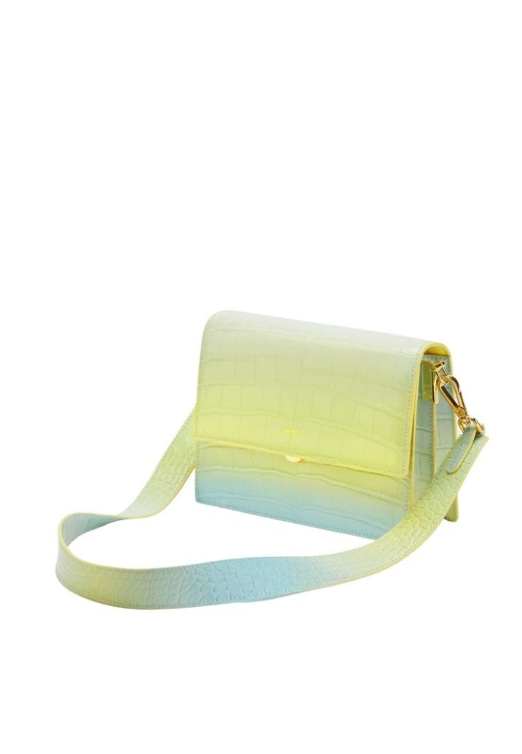 Mini Flap Gradient Shoulder Bag - Light Yellow & Blue