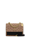 Mini Klare Crossbody Bag In Signature Canvas Gold Tan Black