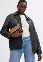 Mini Klare Crossbody Bag In Signature Canvas Gold Tan Black
