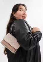 Mini Klare Crossbody Bag In Signature Canvas Silver Sand Taupe