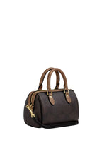 Mini Rowan Crossbody Bag In Blocked Signature Canvas Gold Walnut Tan