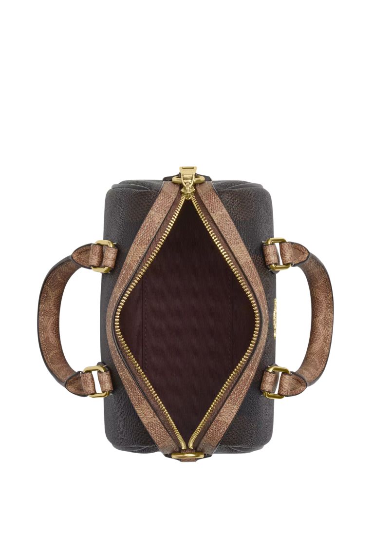 Mini Rowan Crossbody Bag In Blocked Signature Canvas Gold Walnut Tan