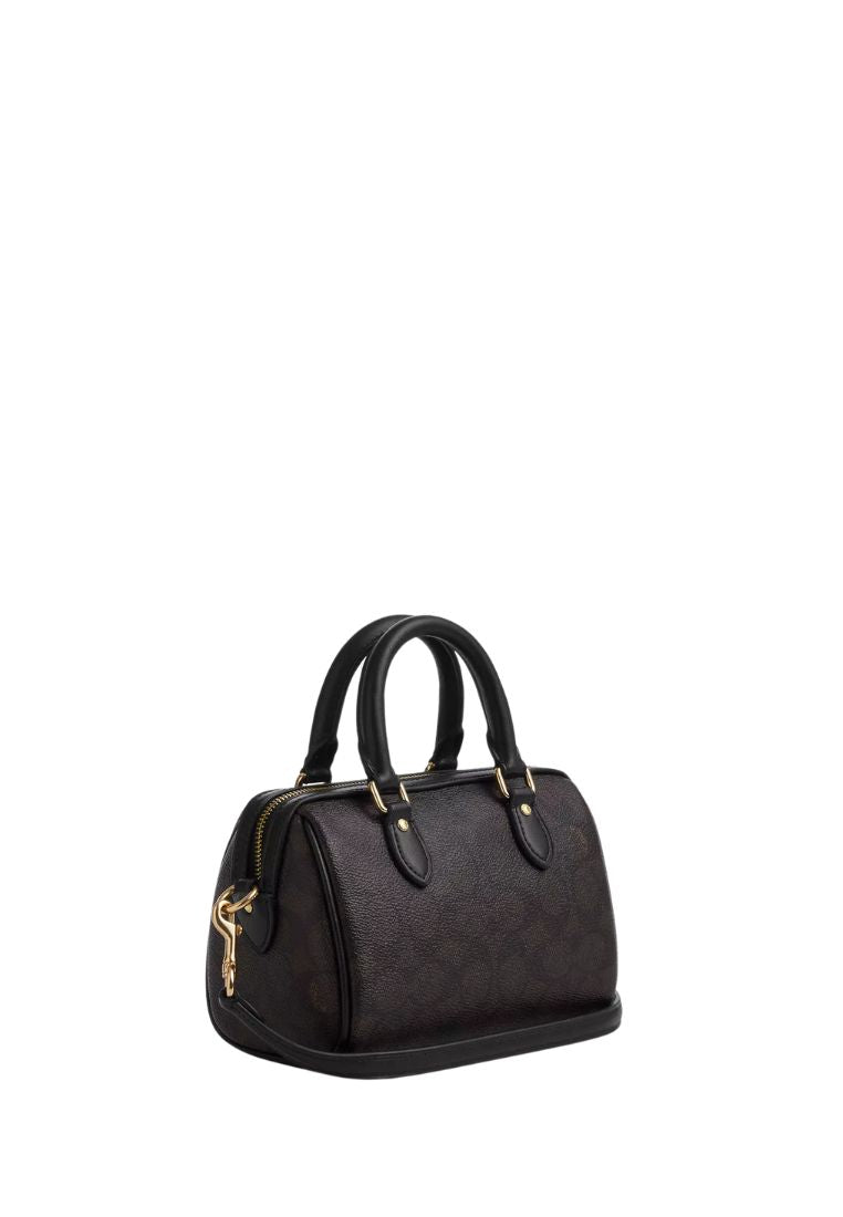 Mini Rowan Crossbody Bag In Signature Canvas Gold Walnut Black