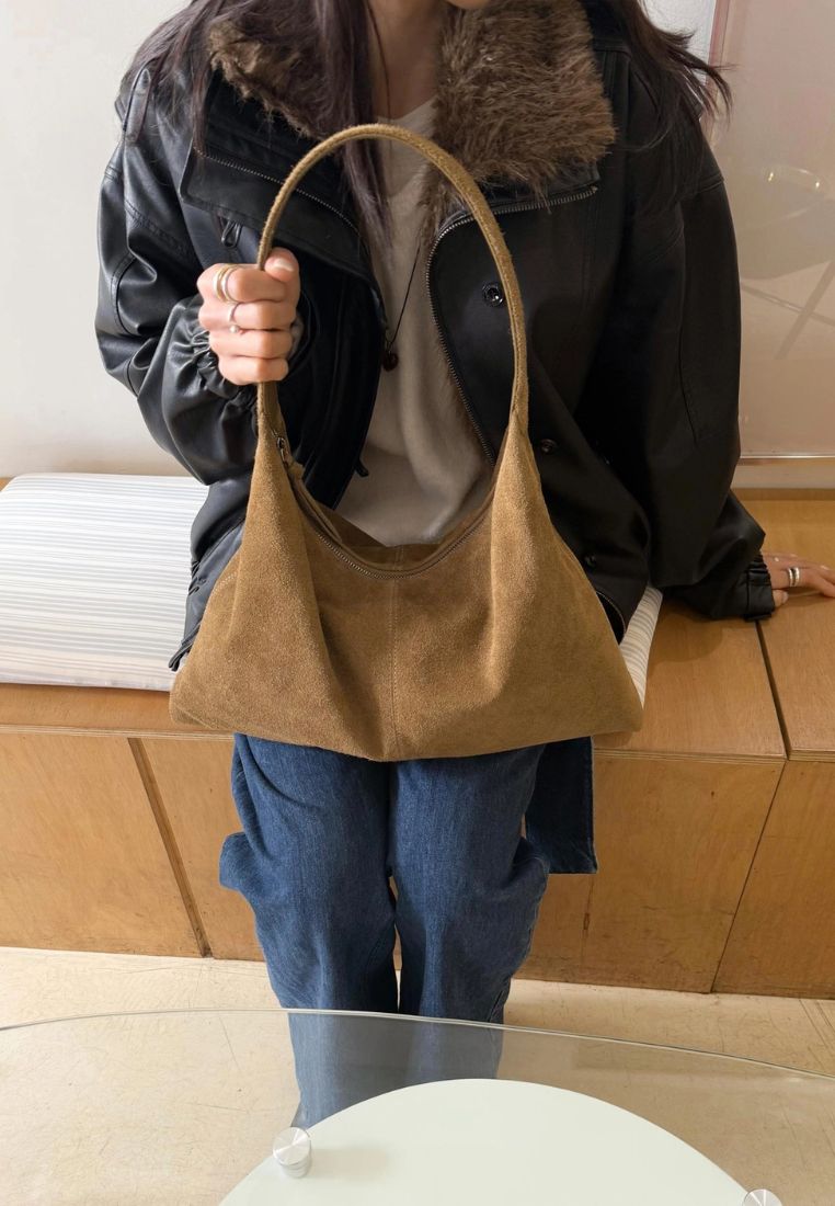 Monet Bag L Suede Khaki Beige
