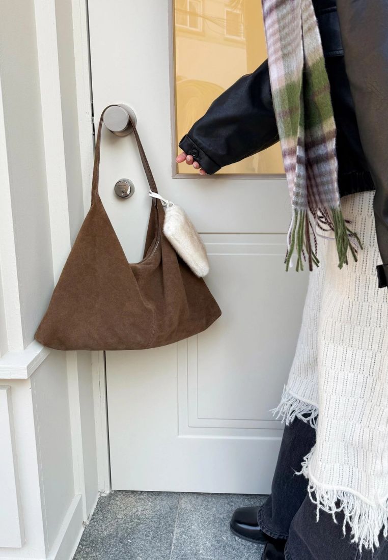 Monet Bag L Suede Khaki Brown