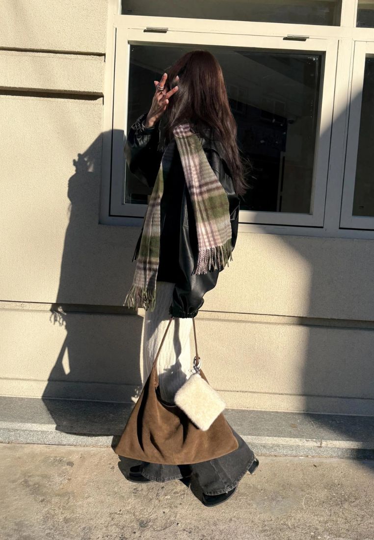 Monet Bag L Suede Khaki Brown
