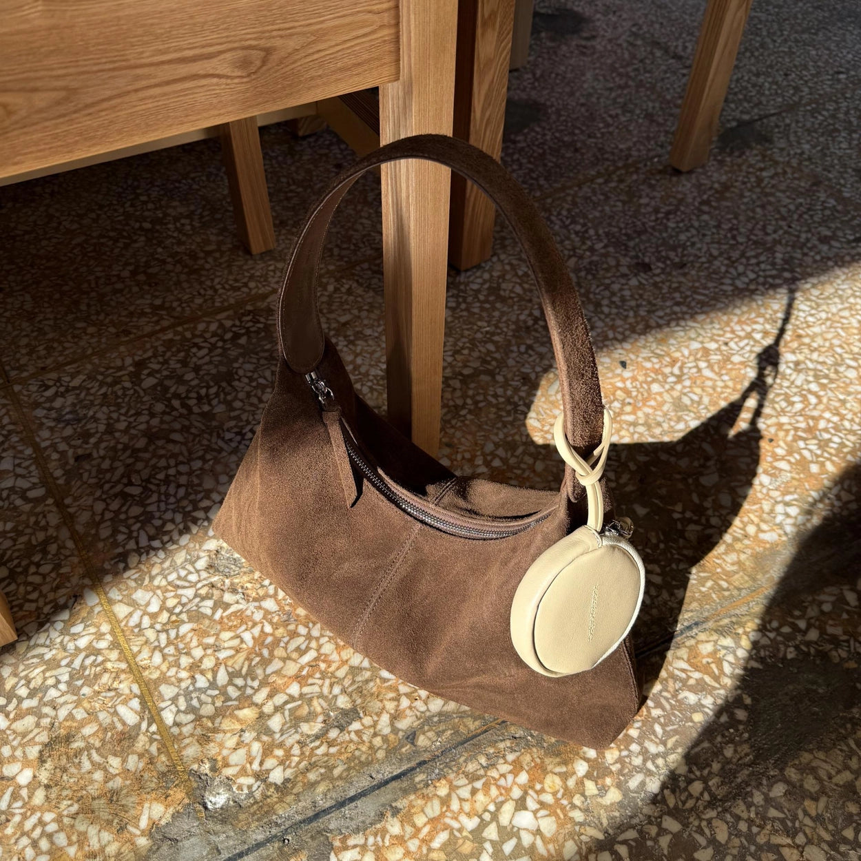 Monet Bag Suede Khaki Brown