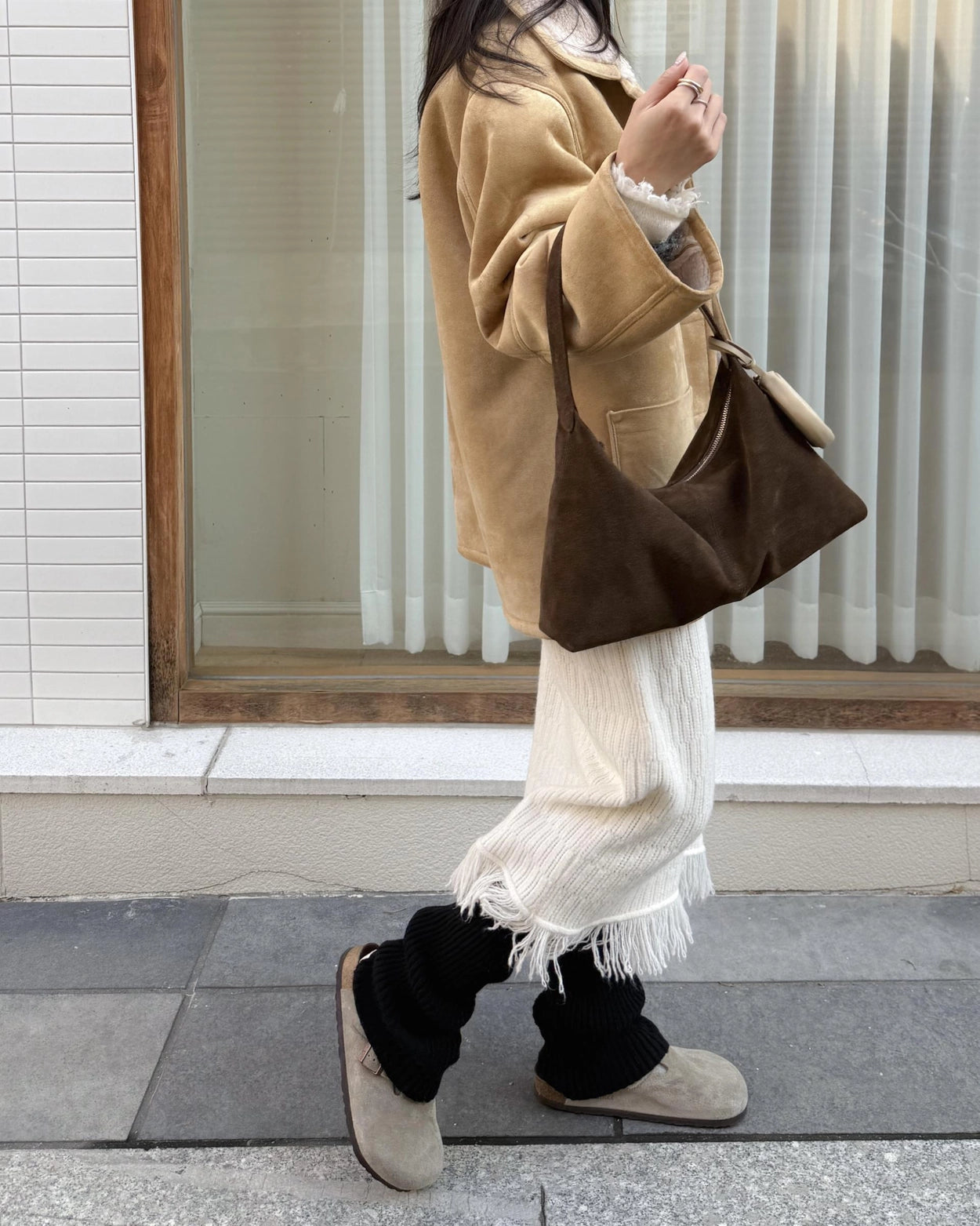 Monet Bag Suede Khaki Brown