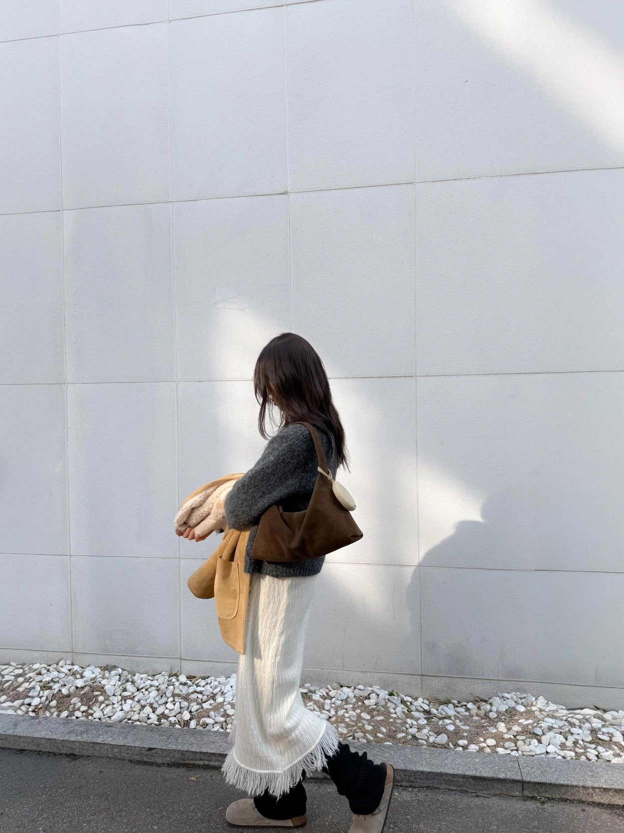Monet Bag Suede Khaki Brown