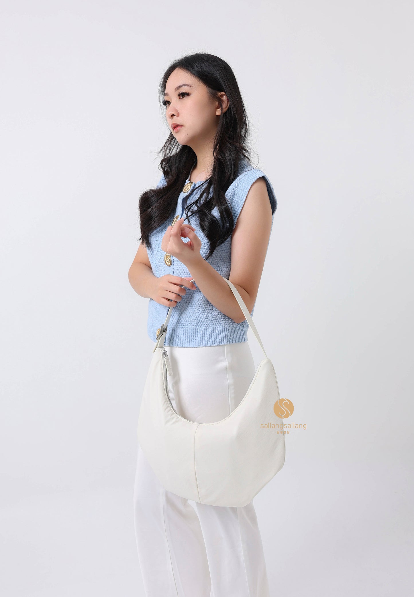 MOSSY HOBO BAG ecru white