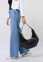 MOSSY HOBO BAG leather black