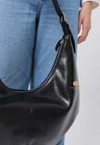 MOSSY HOBO BAG leather black