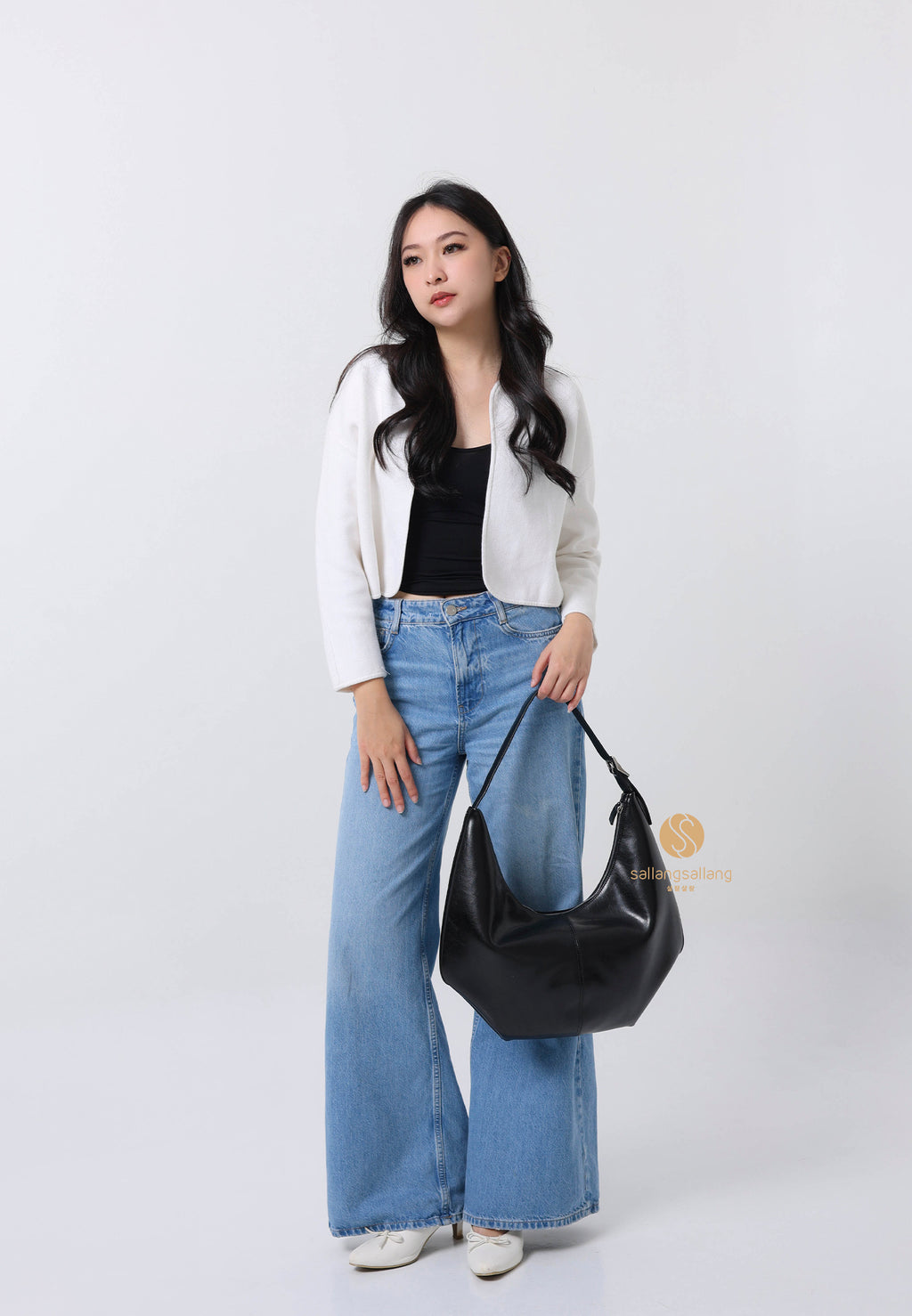 MOSSY HOBO BAG leather black