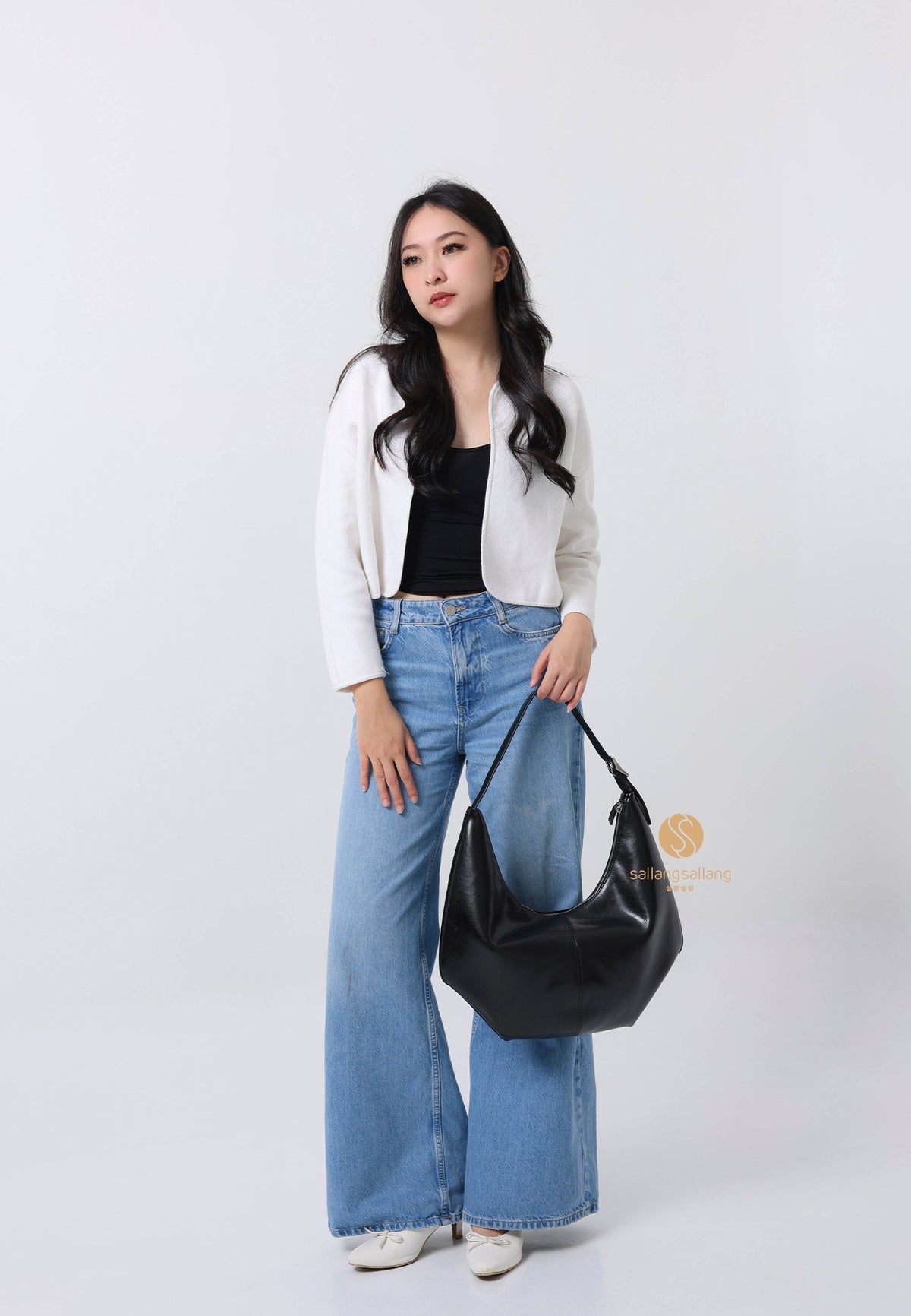 MOSSY HOBO BAG leather black