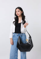 MOSSY HOBO BAG leather black