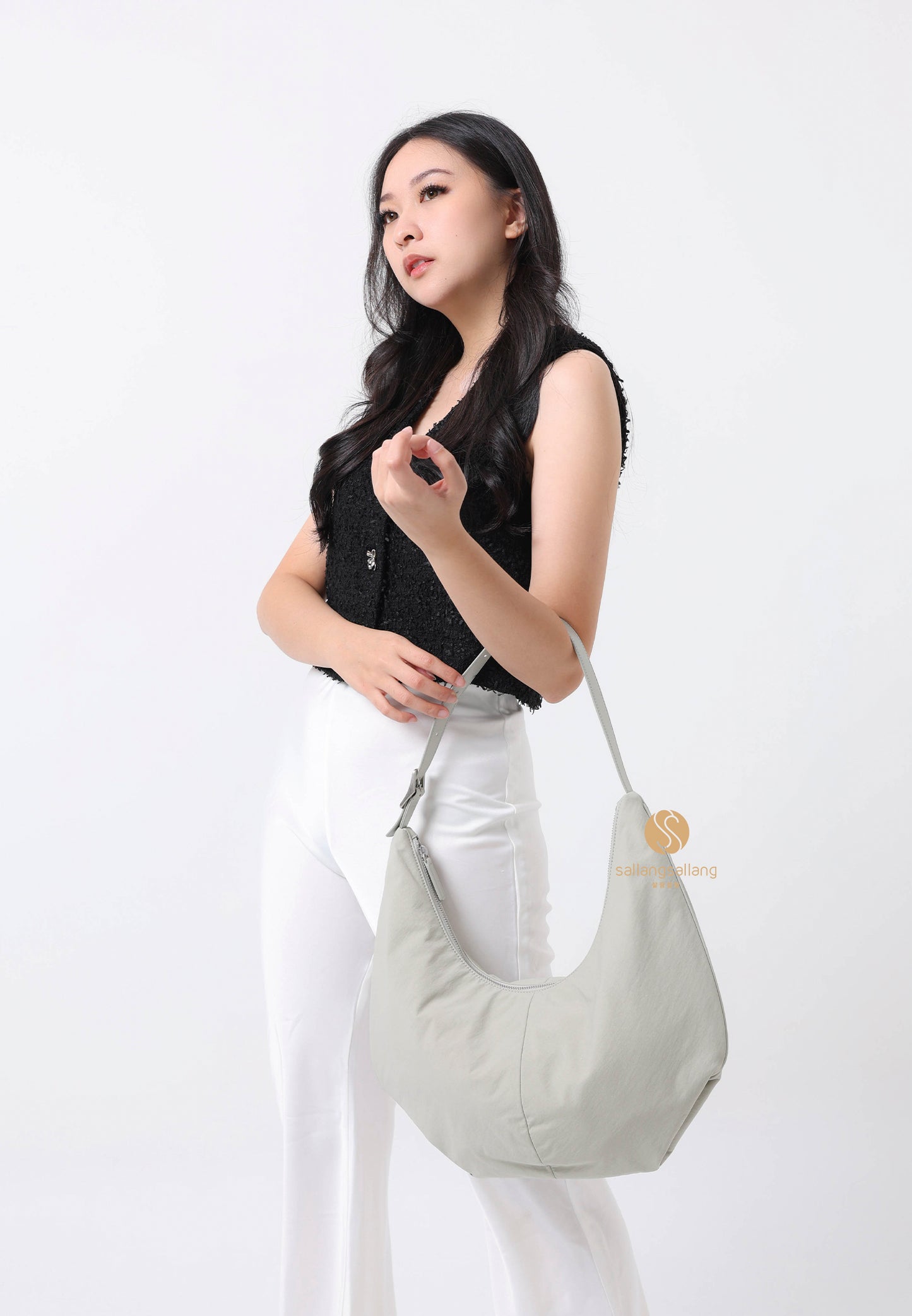 MOSSY HOBO BAG misty khaki