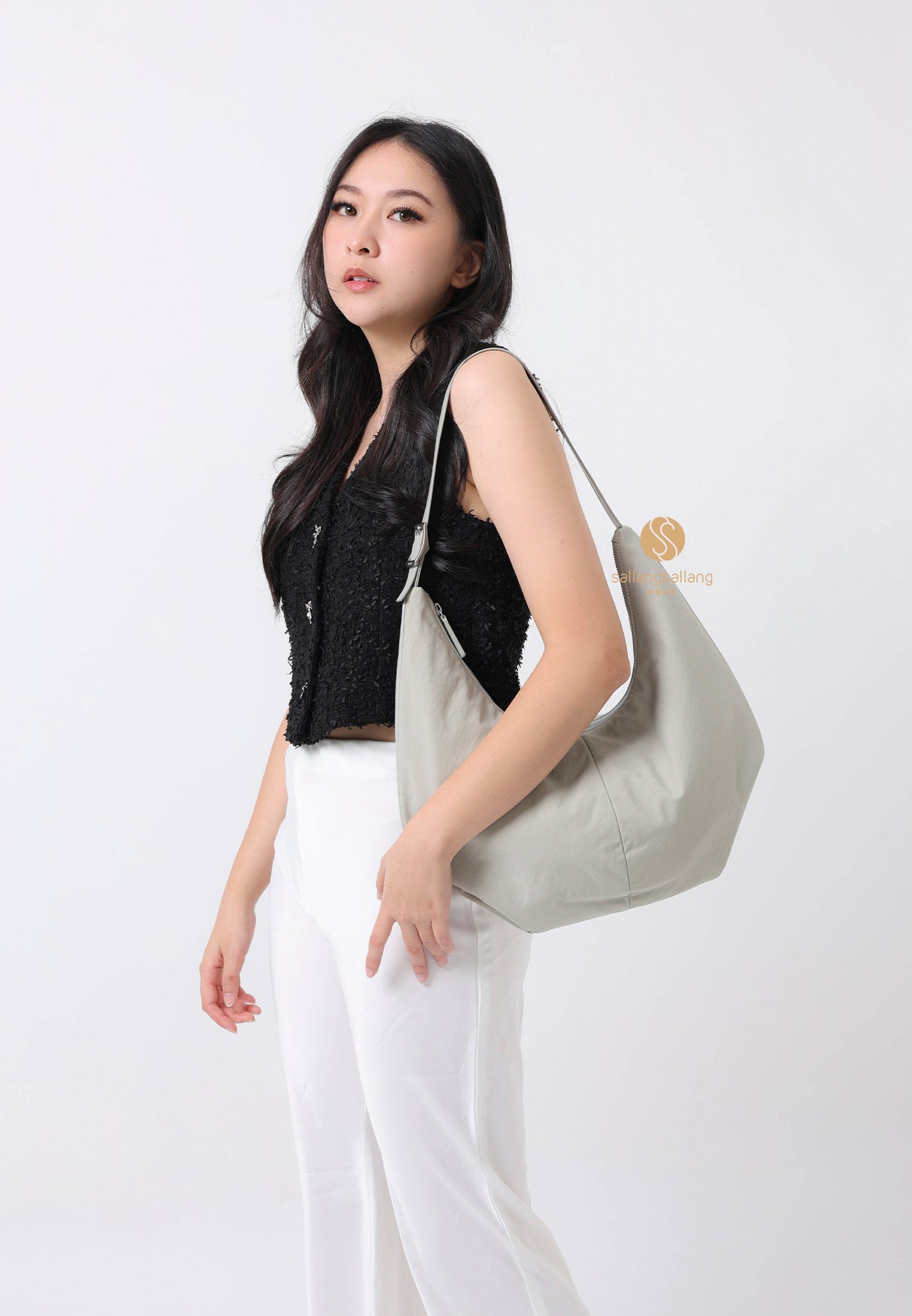 MOSSY HOBO BAG misty khaki