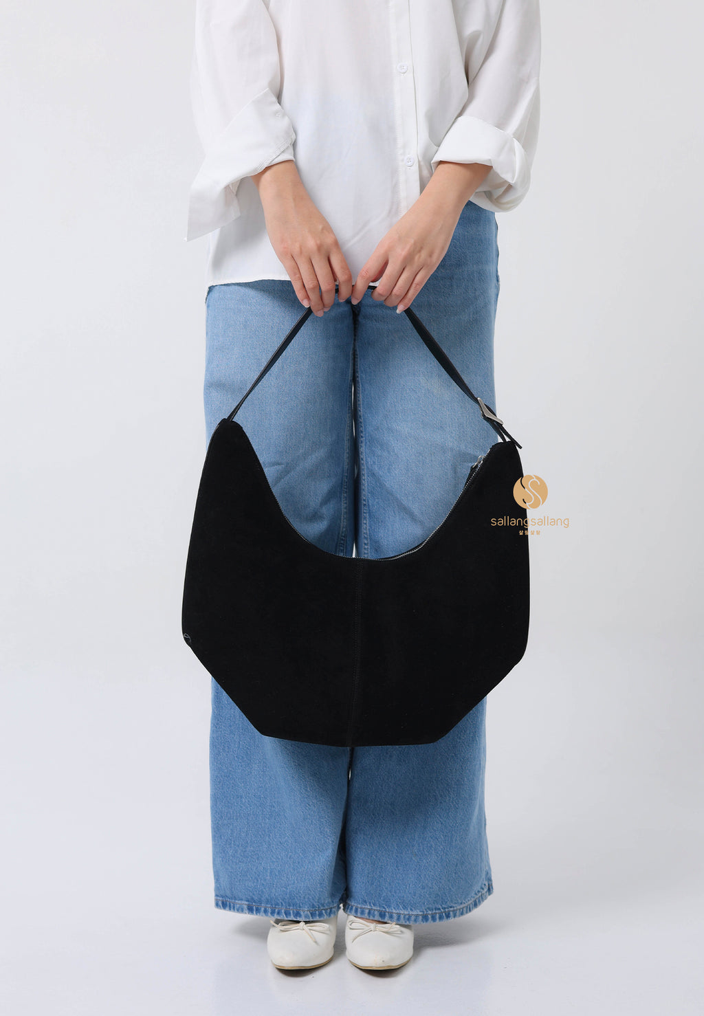 MOSSY HOBO BAG suede black
