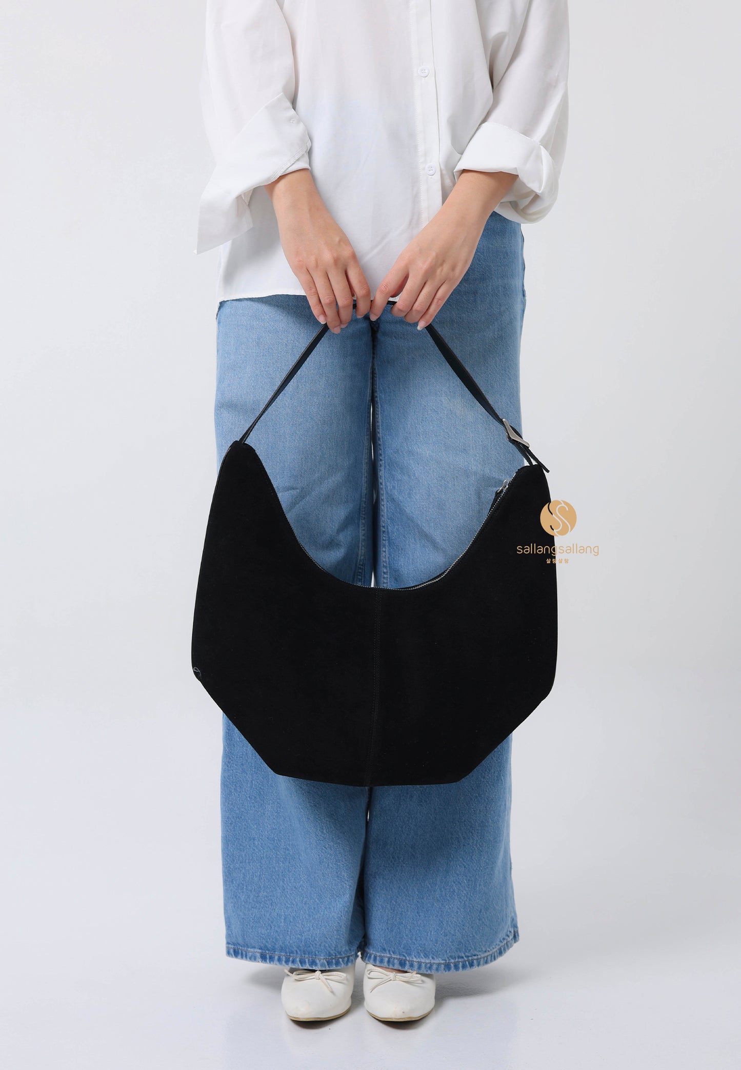 MOSSY HOBO BAG suede black