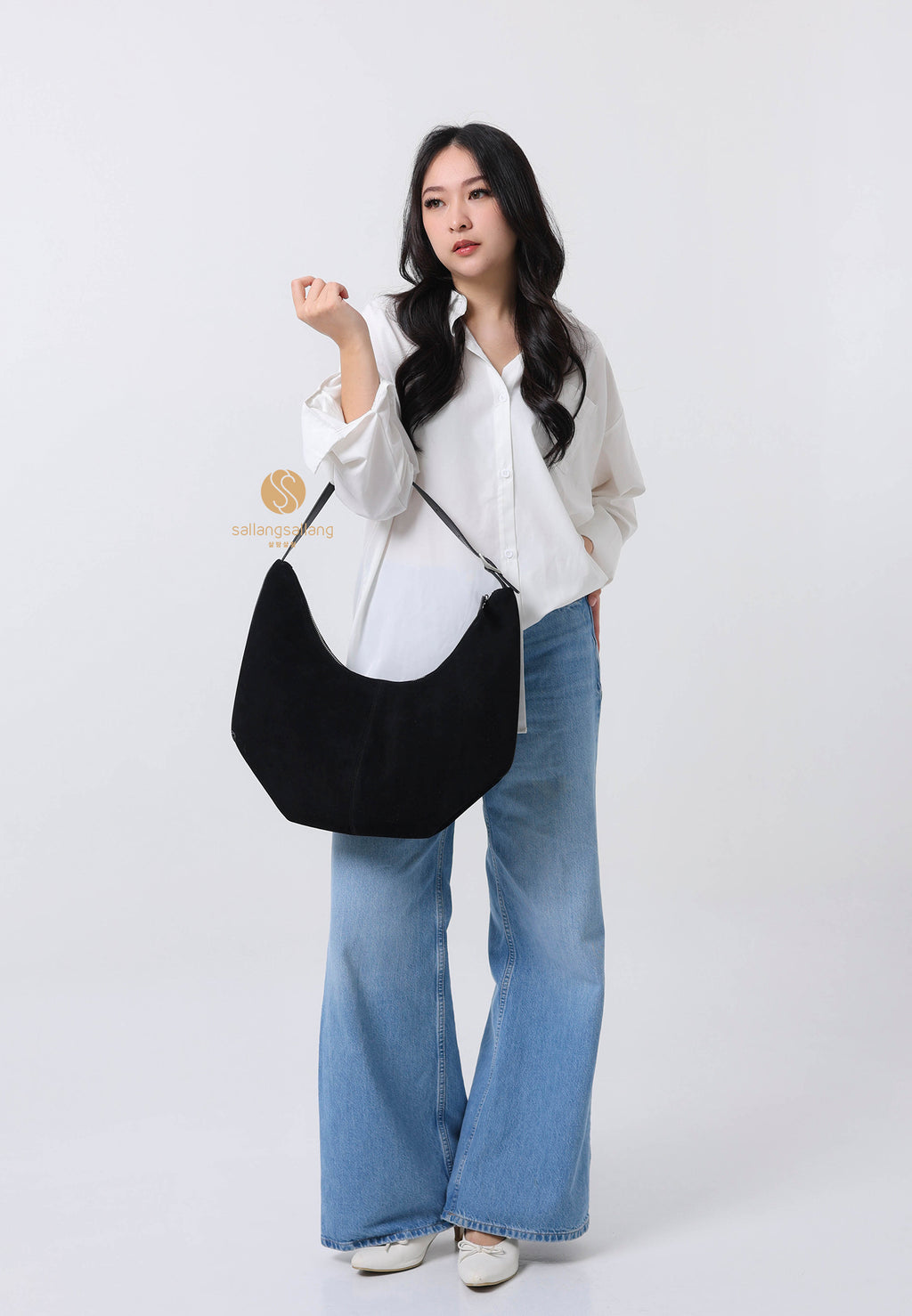 MOSSY HOBO BAG suede black