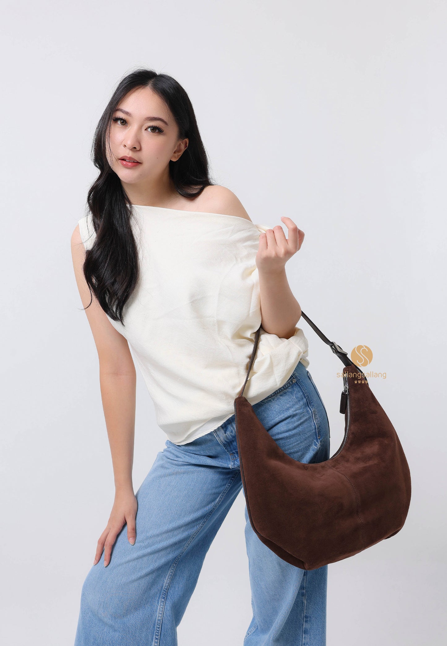 MOSSY HOBO BAG suede brown