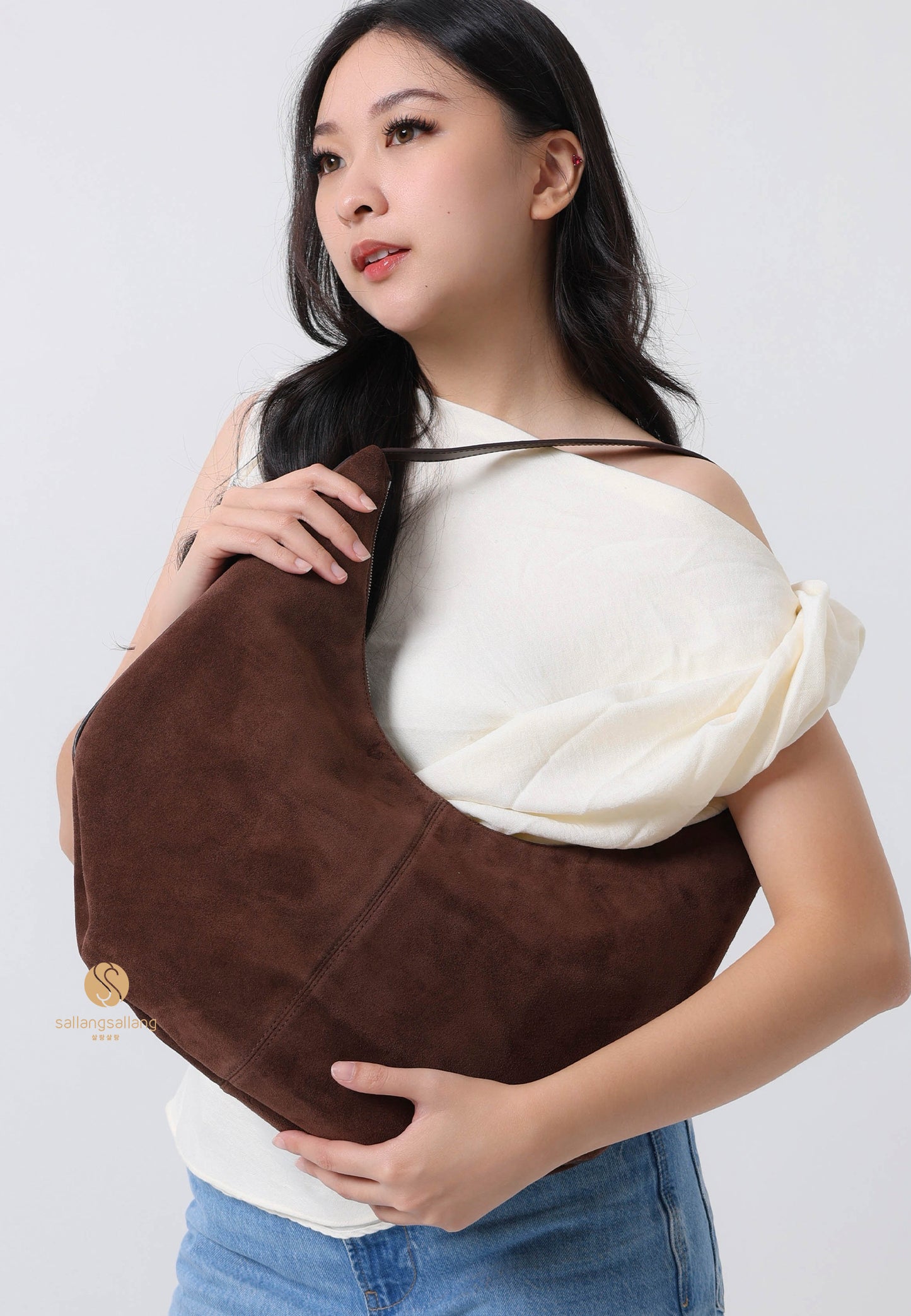 MOSSY HOBO BAG suede brown