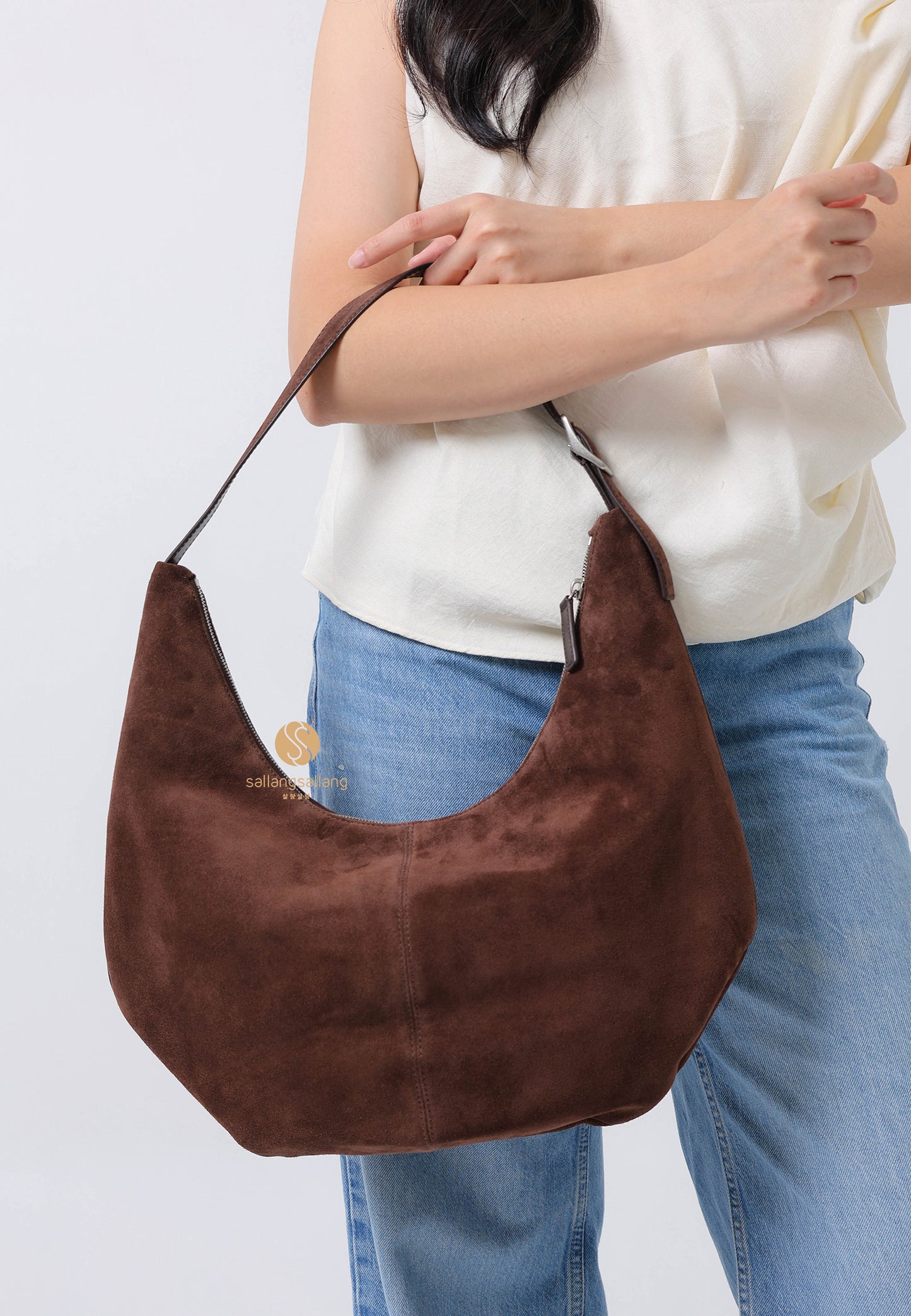MOSSY HOBO BAG suede brown